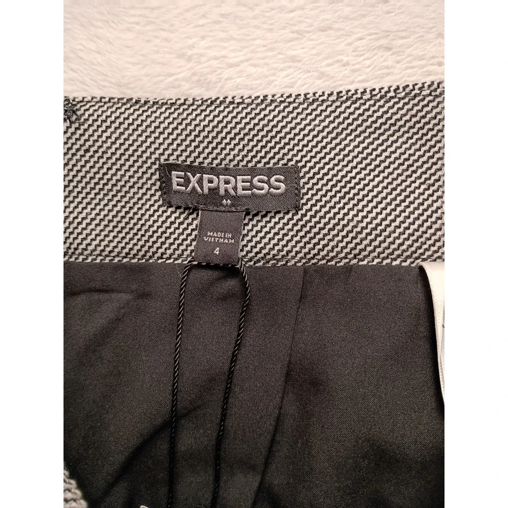 Express Women's Black White Houndstooth Pencil Skirt Size 4 High Waist Career